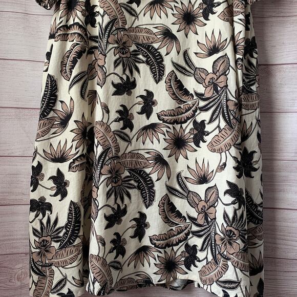 June + Vie by Roaman's Midi Lino Soleil Shirt Dress Floral Plus Size 14/16 M - Picture 3 of 16